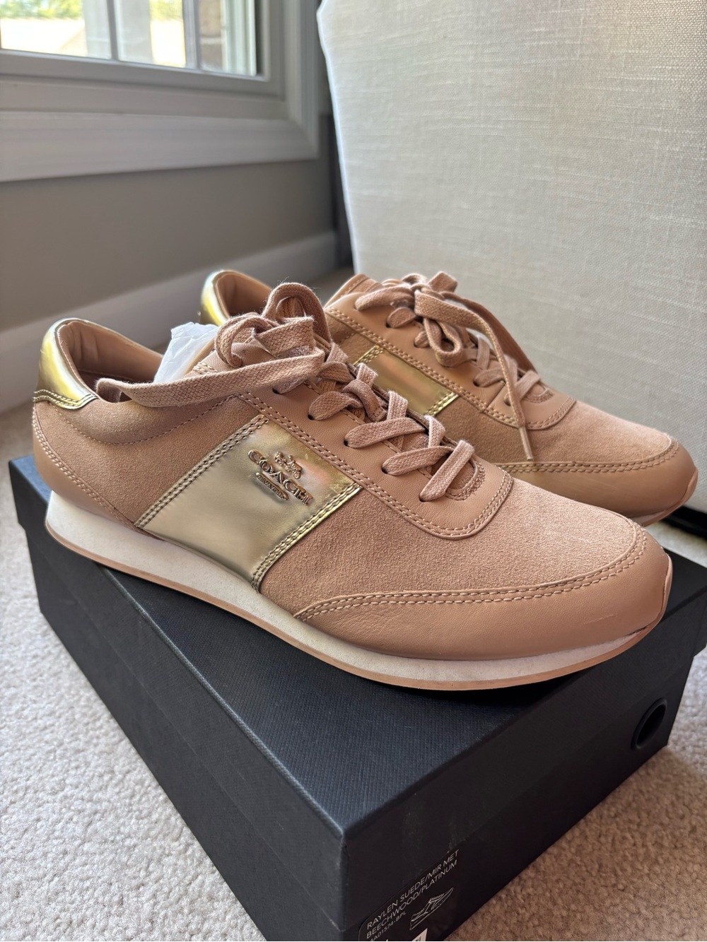 Coach Women's Blush Leather & Suede Runner with Gold Accent